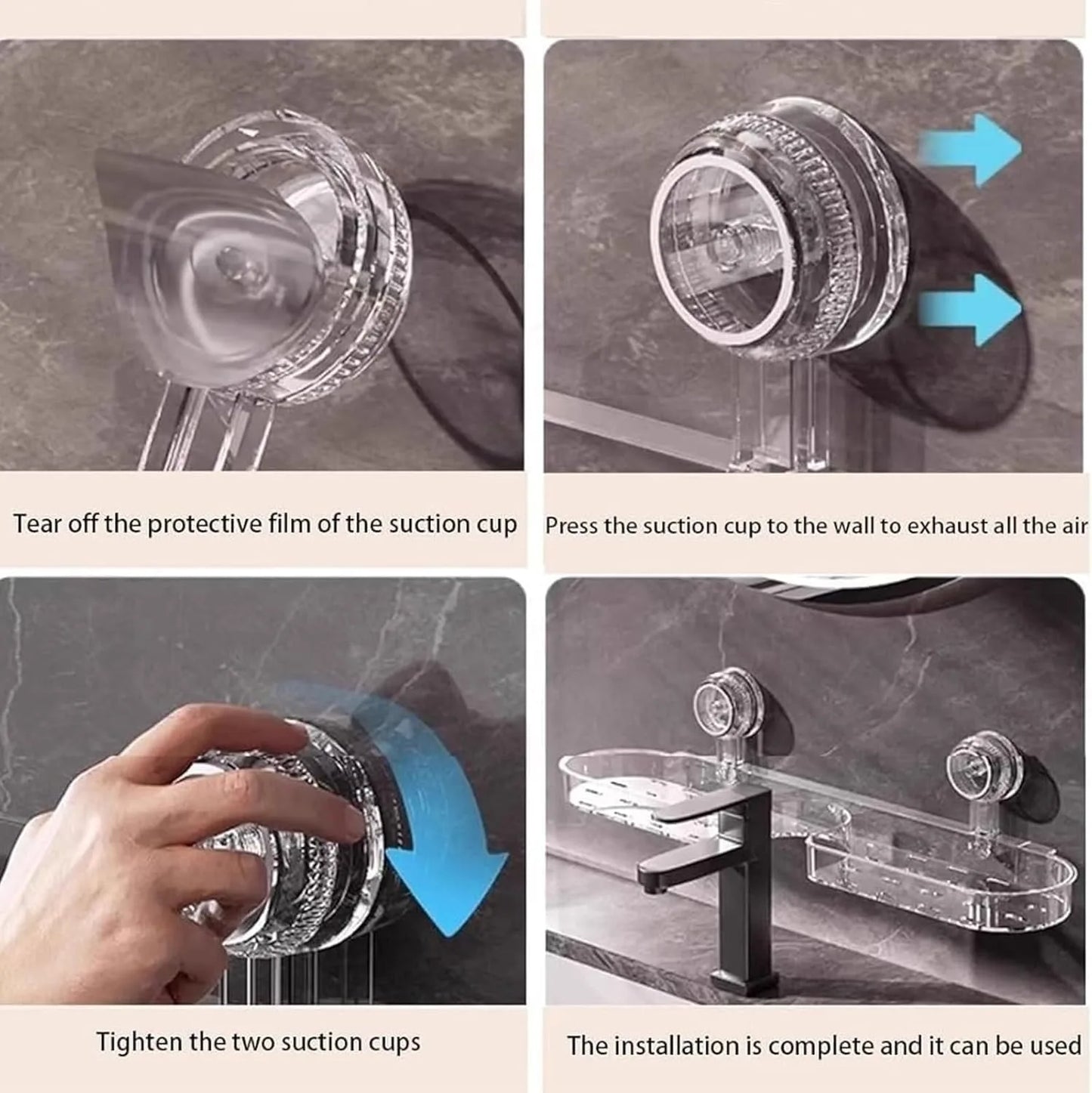 Wall-Mounted Suction Cup Storage Rack β No-Drill Bathroom & Washbasin Organizer