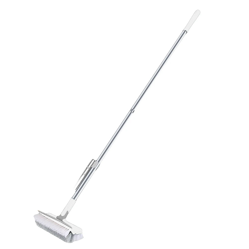 3-in-1 Floor & Tile Scrub Brush with Scraper and Long Handle