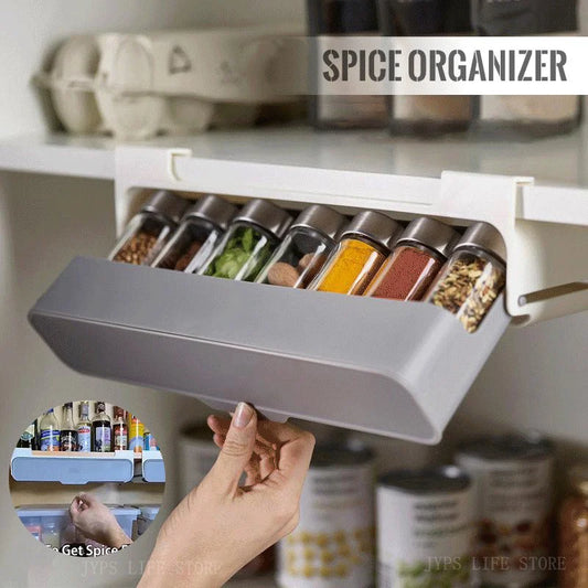 Self-Adhesive Wall-Mount Spice Rack for Kitchen Storage