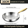 KEMORELA 316 Stainless Steel Frying Pan With Golden Handle Wok Pan Nonstick Cooking Fried Steak Gas Stove Pot Universal Pan