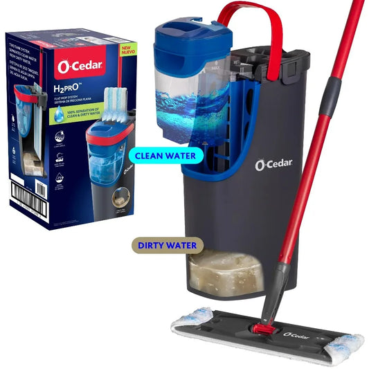 O-Cedar H2 Pro Flat Mop System with Dual-Tank Clean & Dirty Water Separation