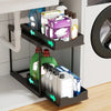 Double-Layer Pull-Qut Kitchen Storage Rack, Non-Slip, Stable, Multi-FunctionalStorage Box with Five Hooks, under Sink Brush