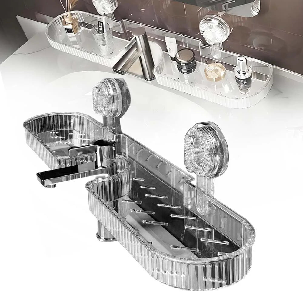 Wall-Mounted Suction Cup Storage Rack – No-Drill Bathroom & Washbasin Organizer