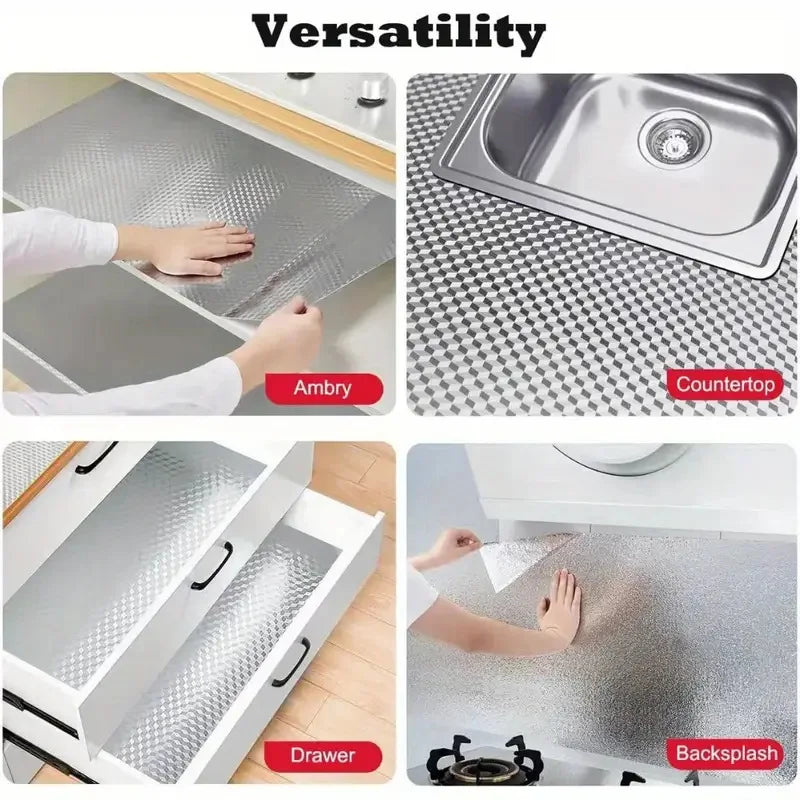 Kitchen wall stickers self-adhesive aluminum foil anti-oil wall stickers suitable for countertops drawers cabinets shelves line