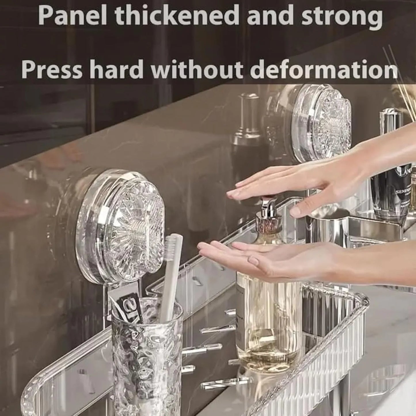 Wall-Mounted Suction Cup Storage Rack – No-Drill Bathroom & Washbasin Organizer