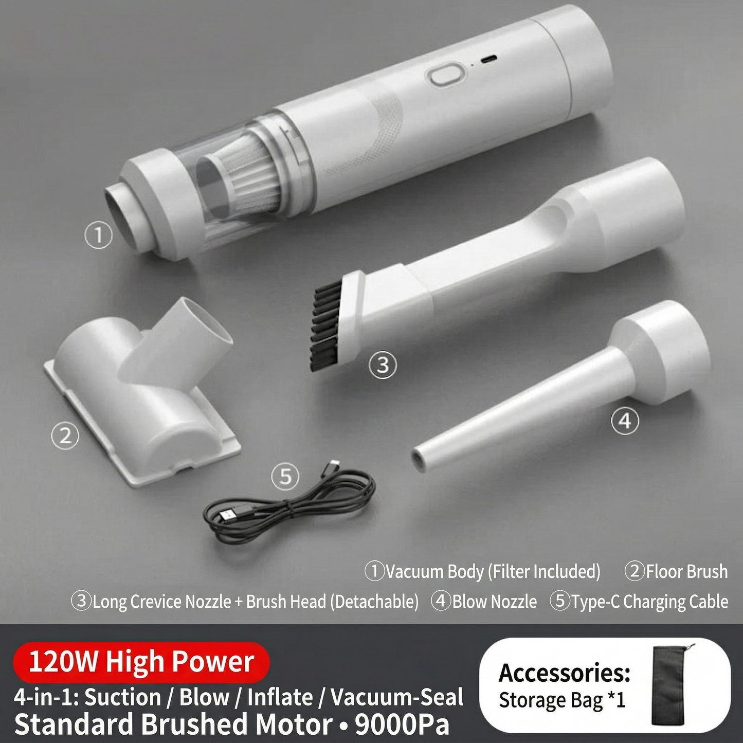 Portable Cordless Handheld Vacuum Cleaner – Powerful Car & Home Suction