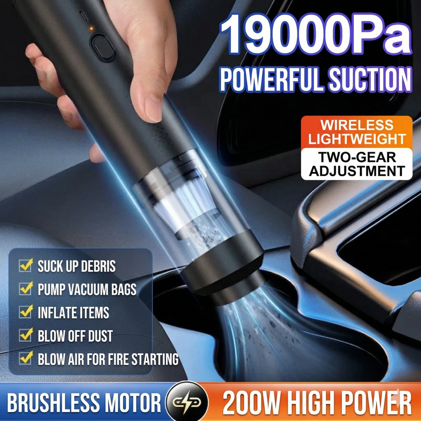 Portable Cordless Handheld Vacuum Cleaner – Powerful Car & Home Suction