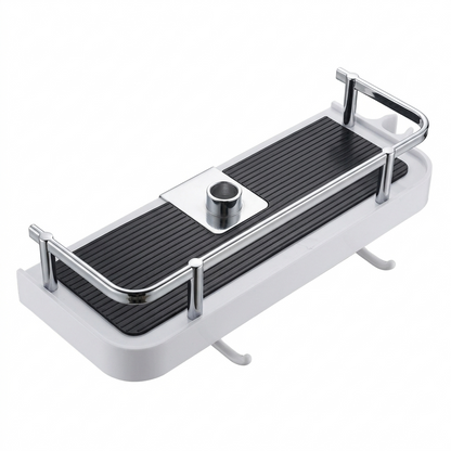 No-Drill Bathroom Shower Storage Rack with Pole, Holder & Shelves