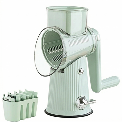 5-in-1 Rotary Cheese & Vegetable Grater with Handle and Suction Base