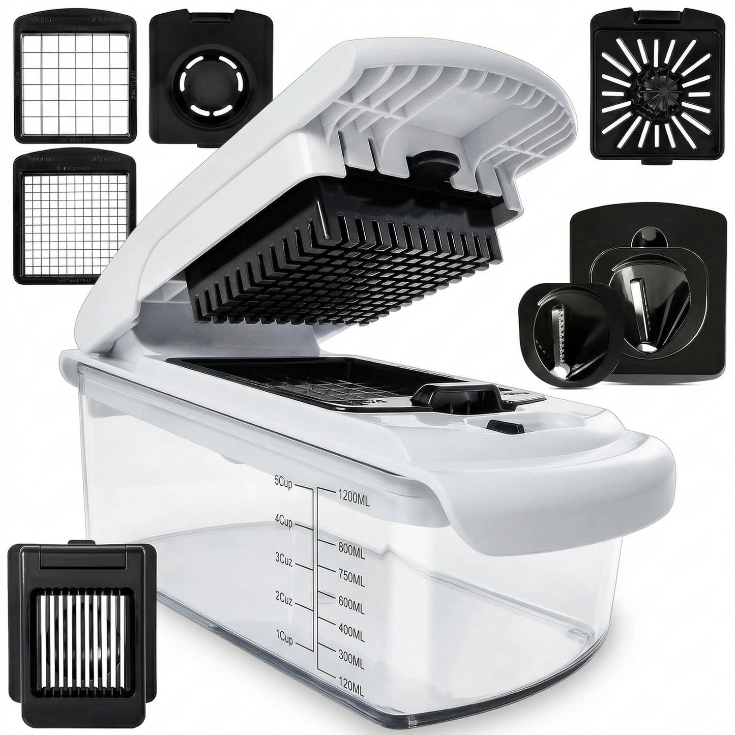 Vegetable Spiral Chopper with Container – Kitchen Food Cutter Gadget