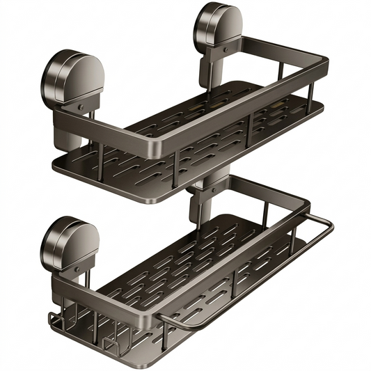 No-Drill Suction Cup Bathroom & Kitchen Storage Shelf