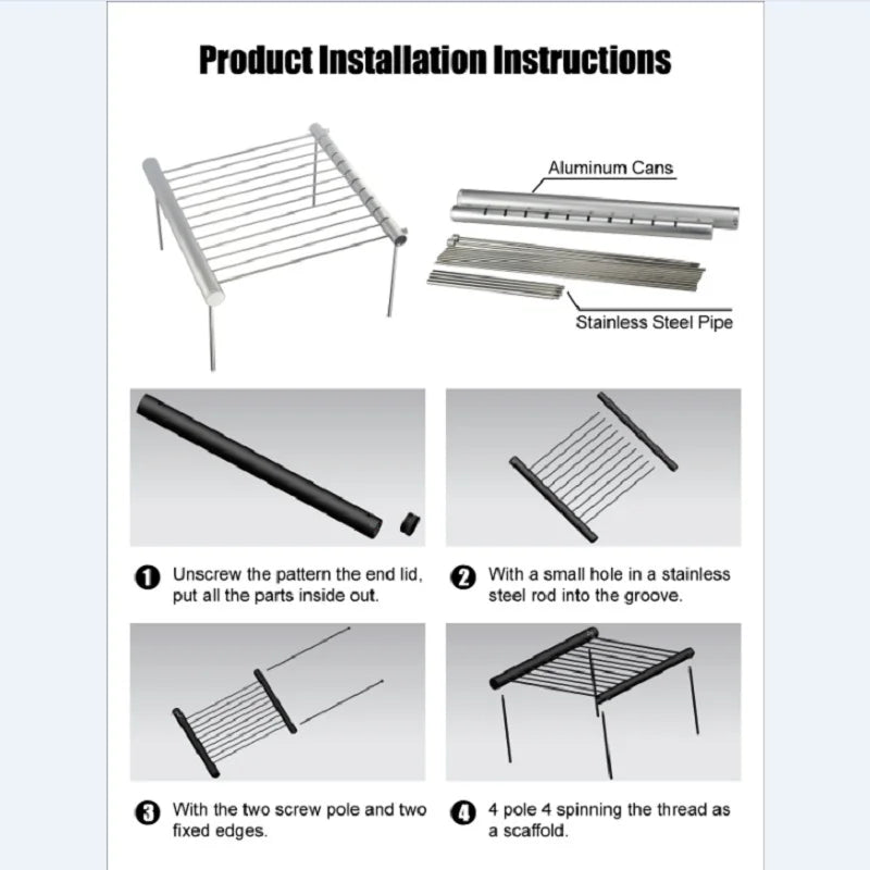 Folding Portable Stainless Steel Mini BBQ Grill for Home & Outdoor Use