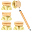 4/5Pcs Bamboo Dish Brush Set Pot Cleaning Brush Long Handle Kitchen Dishes Scrubber Strong Decontamination Rust Removal Utensils