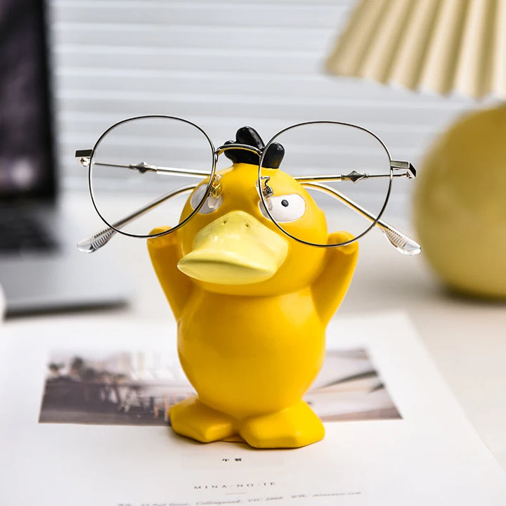 Miniso Anime Peripheral Cute Pokémon Psyduck Ornaments Glasses Frame Supplies Eye Display Stand Decorative Craft Stand Gifts