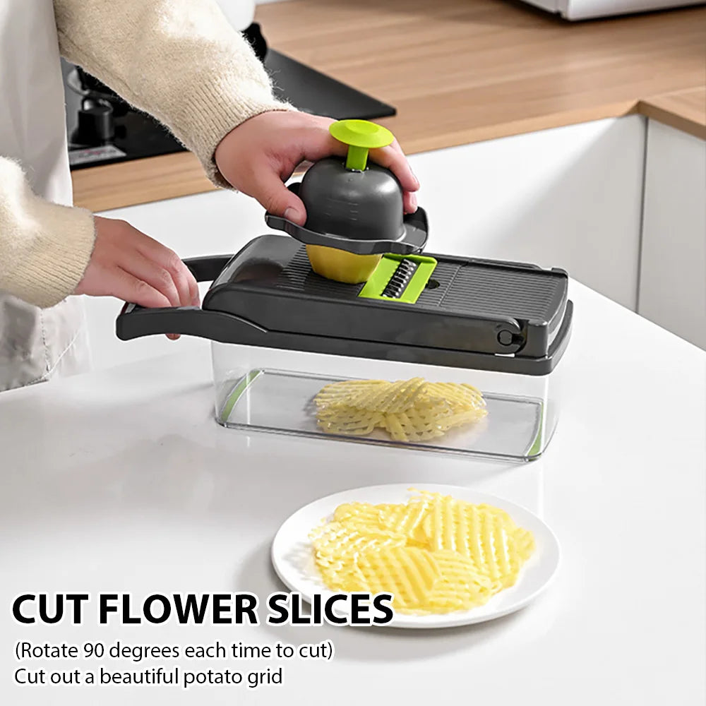 16-in-1 Multifunctional Vegetable Chopper & Slicer with Grater, Peeler, and Egg Separator