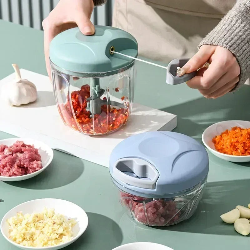 500/900ML Rotary Food Processor & Garlic Grinder for Vegetables, Fruits & Chili