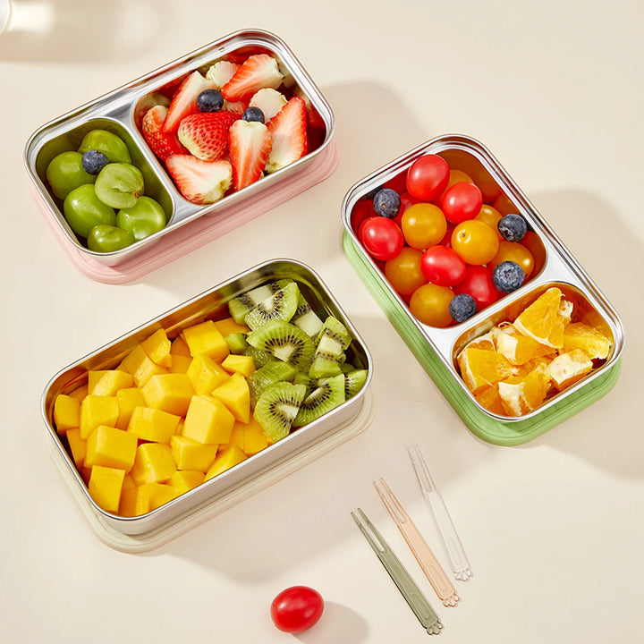 WORTHBUY Portable Large Capacity Sealed Bento Lunch Box 304 Stainless Steel Fruit Salad Food Container For Student Office Worker