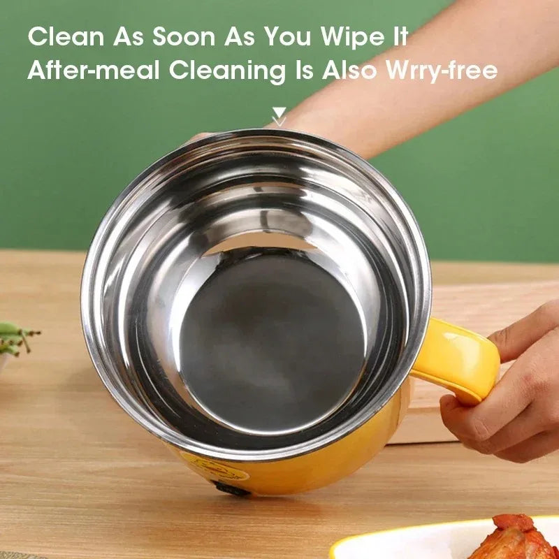 Portable 1.8L Electric Hot Pot for Dorm Cooking - Yellow Color
