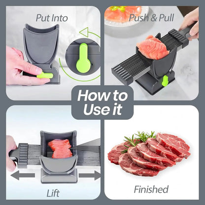 Manual Stainless Steel Meat Slicer with Adjustable Thickness Multi-Blade Cutter