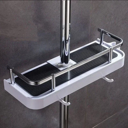 No-Drill Bathroom Shower Storage Rack with Pole, Holder & Shelves