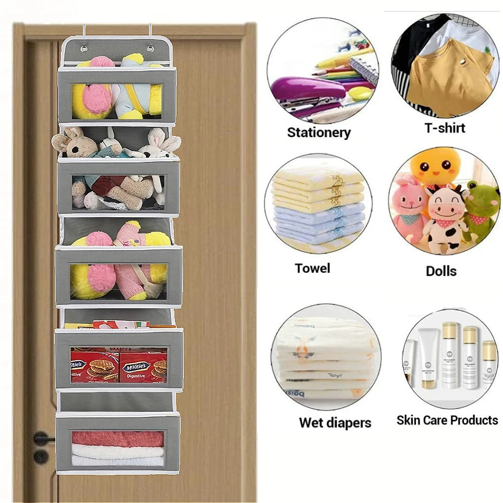5-Shelf Hanging Storage Organizer – Anti-Tilt, Behind Door, Multi-Pocket