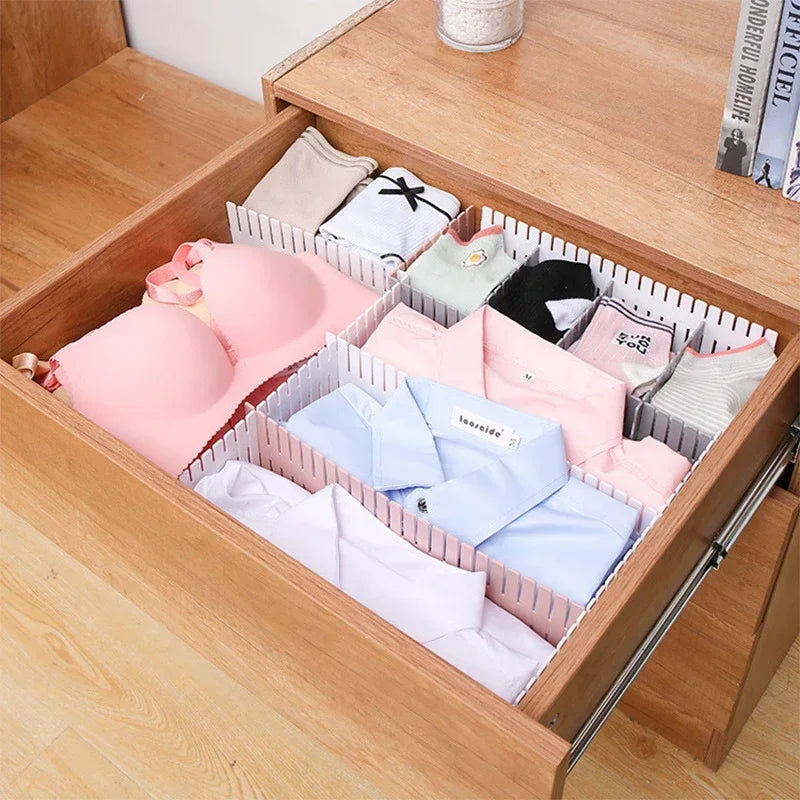 4PCS Adjustable Drawer Divider Partition Durable Storage Organiser Makeup Sock Underwear Drawer Organizer Board of Cabinets