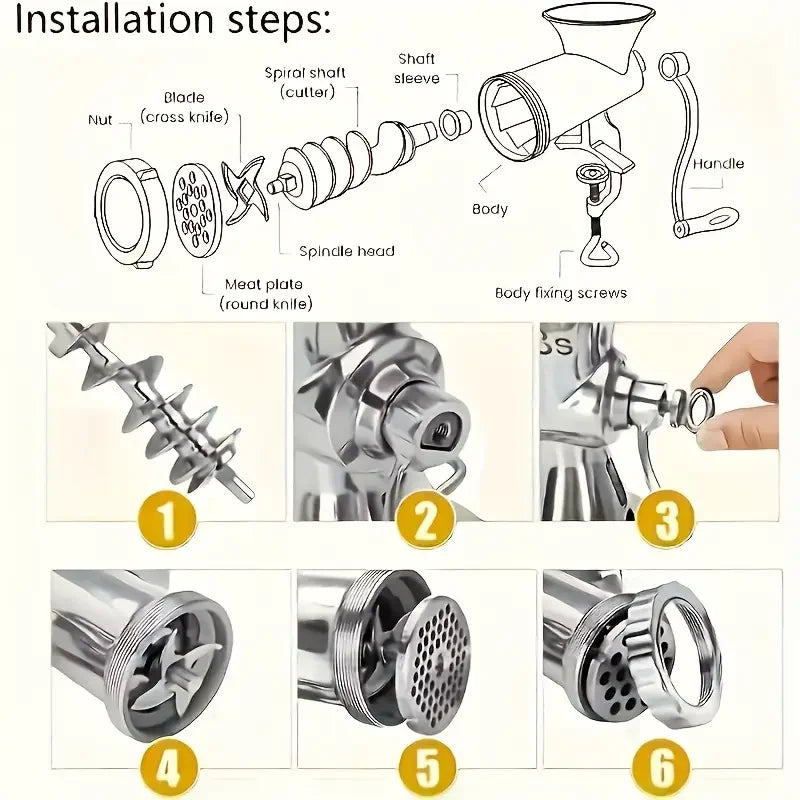 Heavy Duty Hand Crank Meat Grinder & Sausage Stuffer Manual Kitchen Mincer Pasta Maker