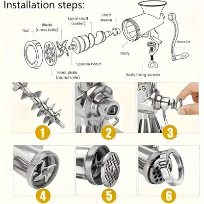 Heavy Duty Hand Crank Meat Grinder & Sausage Stuffer Manual Kitchen Mincer Pasta Maker