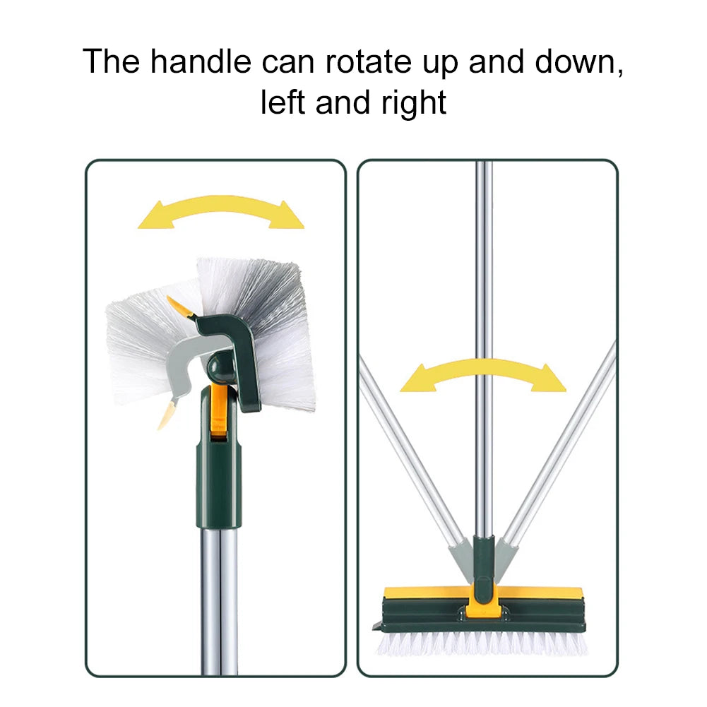 3-in-1 Floor & Tile Scrub Brush with Scraper and Long Handle