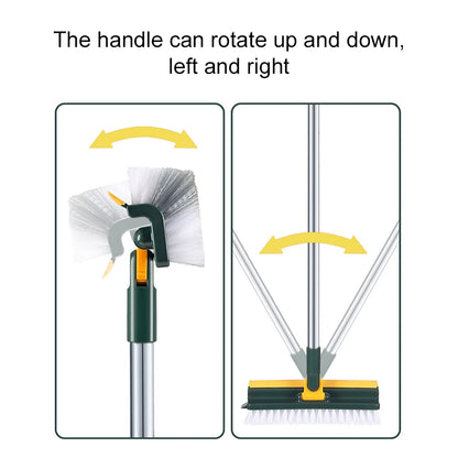 3-in-1 Floor & Tile Scrub Brush with Scraper and Long Handle