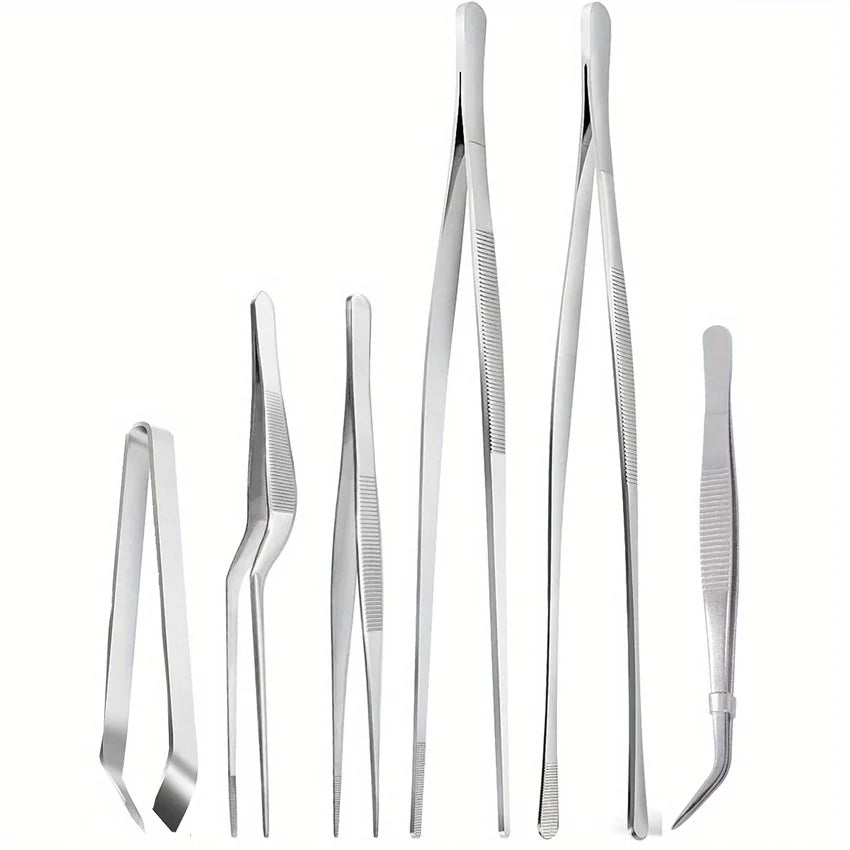 6-Piece Stainless Steel Kitchen Tweezers – Cooking & Chef Tools