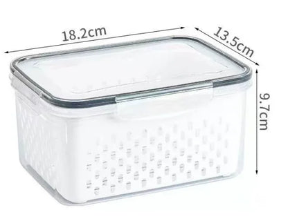 Fruit & Veggie Storage Container with Strainer – Fridge Organizer