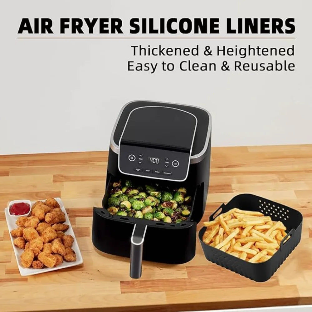 Silicone Air Fryer Liners 22.5cm Non-Stick Basket Reusable for Ninja AF181 AF180 AF141 AF140 Compatible with 5-8QT Air Fryers