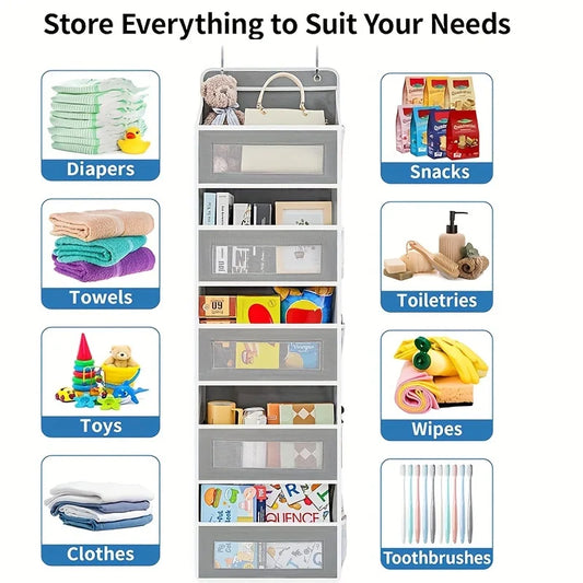 5-Shelf Hanging Storage Organizer – Anti-Tilt, Behind Door, Multi-Pocket