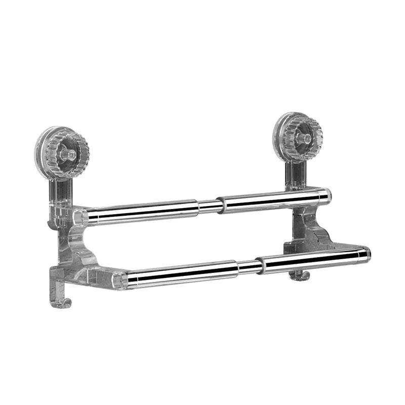 Double-Layer Suction Wall-Mounted Towel Rack 56–94 cm – Non-Drill Bathroom Storage