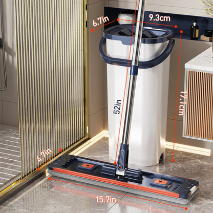 Hands-Free Floor Mop with Dual Bucket System for Clean & Dirty Water Separation
