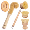 4/5Pcs Bamboo Dish Brush Set Pot Cleaning Brush Long Handle Kitchen Dishes Scrubber Strong Decontamination Rust Removal Utensils