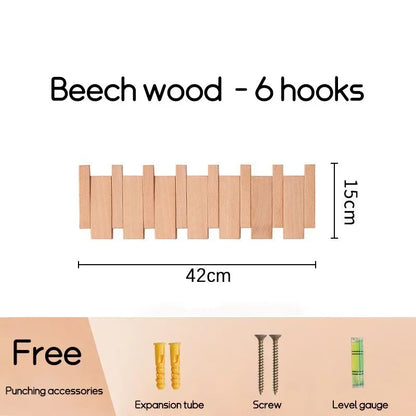 Wall-Mounted Black Walnut Coat Rack with Hooks