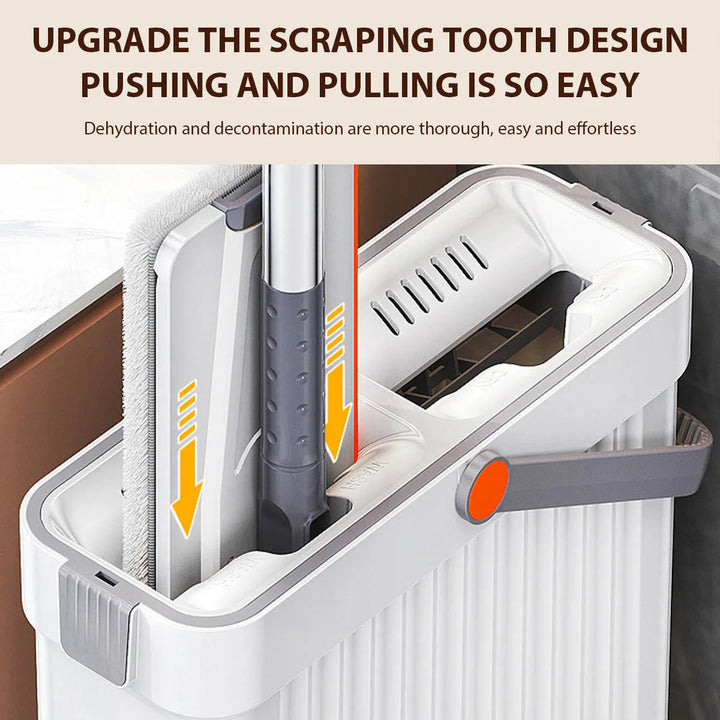 Household Flat Mop Handfree Mop Bucket Set Scratch Dunnage Floor Cleaning Tool 360 Rotating Mop with Washable Microfiber Cloth