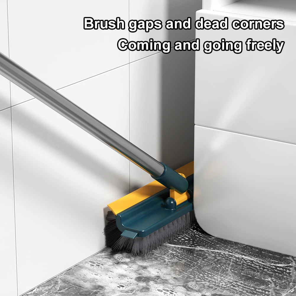 3-in-1 Floor & Tile Scrub Brush with Scraper and Long Handle