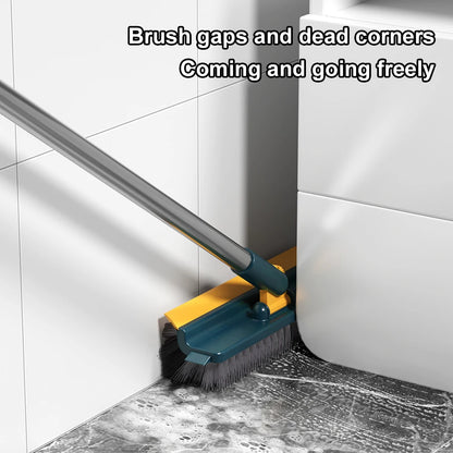 3-in-1 Floor & Tile Scrub Brush with Scraper and Long Handle