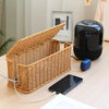 Handmade Cable Management Box, Durable Rattan Cable Organizer, 2 Open Slots Cords Hider Box, Under Desk Cord Organizer