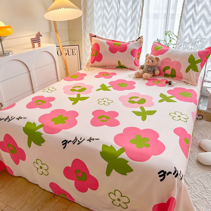 Flower Bedroom Top Sheet Oversized King Twin Sheet for College Dorm Brushed Microfiber Flat Sheet For Bed