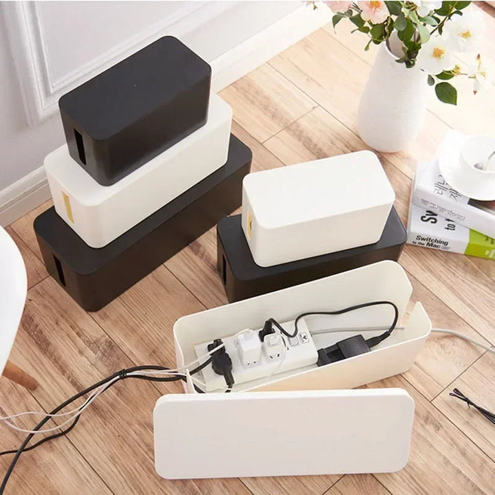 Cable Storage Box Power Board Wire Management Socket Strip Wire Case Dust Charger Socket Organizer Network Bin Charger