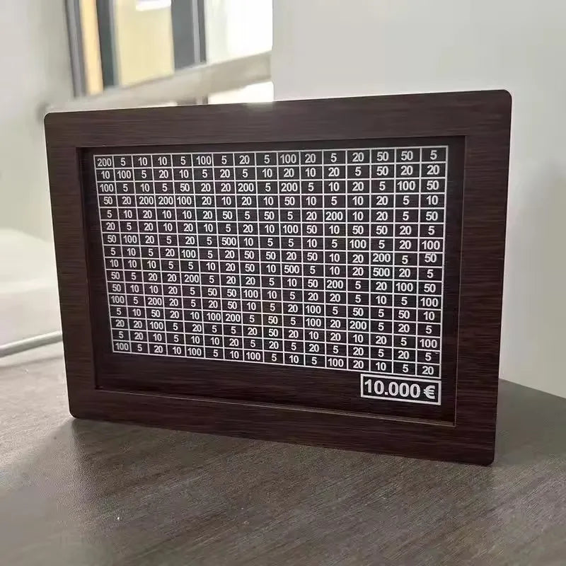 1000/2000/3000/5000/10000 Euro Money Box Wooden Piggy Bank with Reusable Money Box with Saving Goal and Numbers Boxes