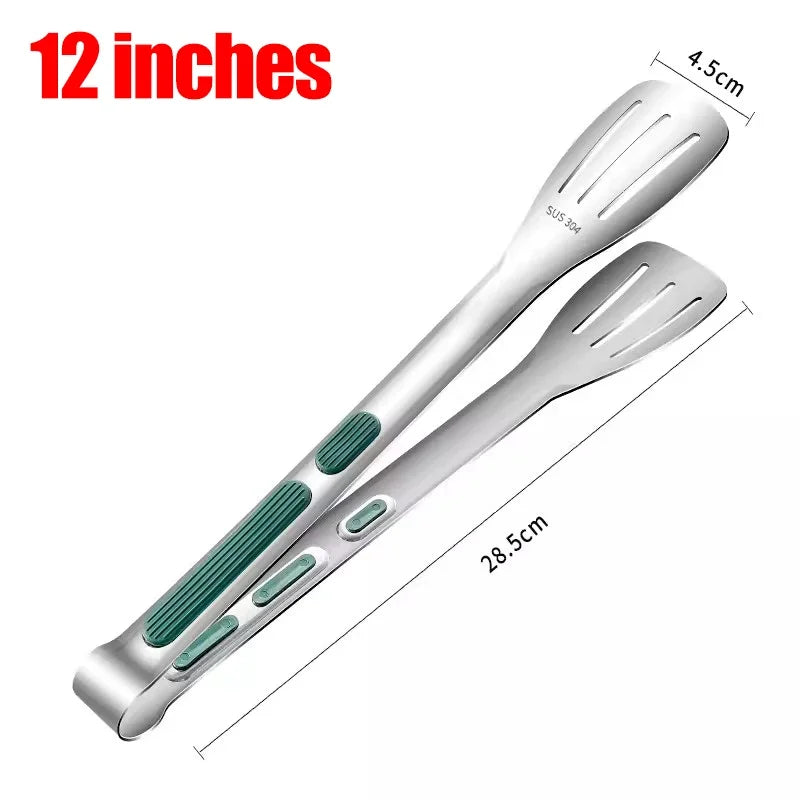 Stainless Steel Food Tongs – Non-Slip BBQ, Salad & Bread Clip for Kitchen