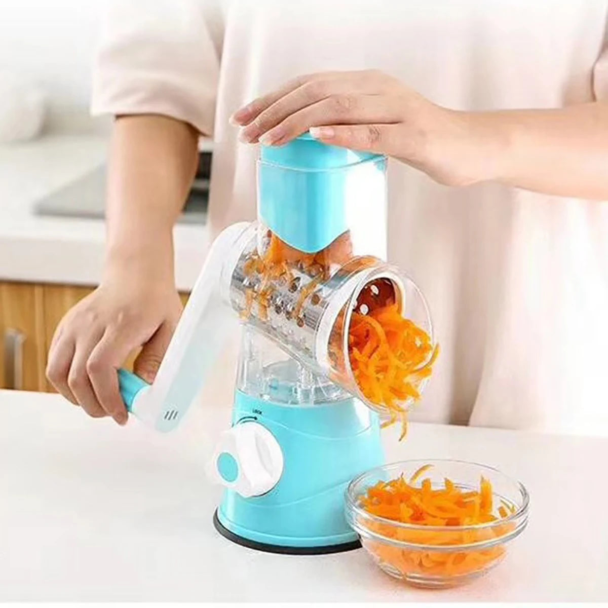 3-in-1 Manual Vegetable Slicer & Shredder with Sharp Drums