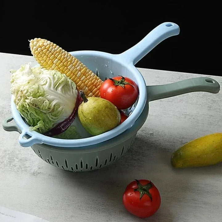 Sink Water Filter Kitchen Drainer Basket Plastic Washing Colander Strainer Food Handle Fruit Draining Bowl Vegetables