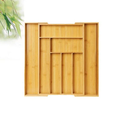 Expandable Bamboo Cutlery Drawer Organizer – Adjustable Wooden Tray