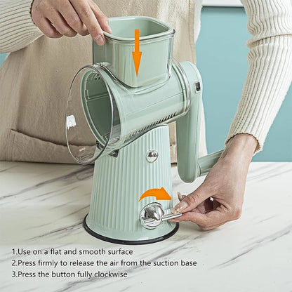 5-in-1 Rotary Cheese & Vegetable Grater with Handle and Suction Base